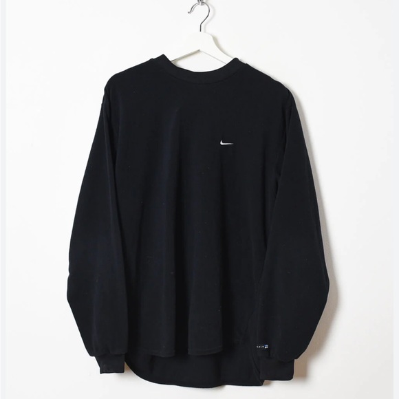 Vintage Nike 90s Polyester Plain Black Pullover Fleece XXL Y2K